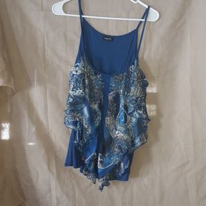 Rue 21 ruffle Blue Paisley Tank